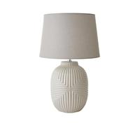 ValueLights | Harrison Tapered Shade Grey Geo Ribbed Pattern Gloss Large Table Lamp with Bulb | Table Lamps, Home Décor & Improvement Essential | Light Bulb Included