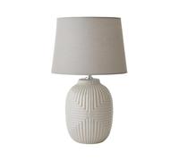 Harrison Taper Shade Grey Geometic Ribbed Gloss Table Lamp and Bulb ValueLights Grey Medium