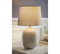 Valuelights Harrison Tapered Shade Grey Geometic Ribbed Pattern Gloss Table Lamp Grey