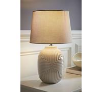 ValueLights Harrison Tapered Shade Grey Geometric Rib Med Table Lamp