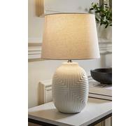 ValueLights Harrison Tapered Shade White Geometic Ribbed Pattern Gloss Table Lamp | Size: Small ValueLights White Small