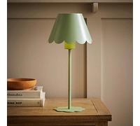 ValueLights Hattie Rechargeable Metal Scalloped Edge Portable Table Lamp in Pale Green ValueLights Pale Green