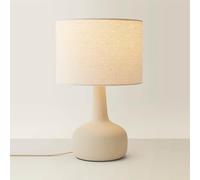 Hilton Squat Base Ceramic Table Lamp with Linen Shade Natural