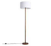 MiniSun | Modern Scandi Floor Lamp in a Dark Wooden Finish with a Beige Drum Shade | Floor Lamps & Torchieres, Home Décor & Improvement Essential | Includes 6W LED Bulb [3000K Warm White]