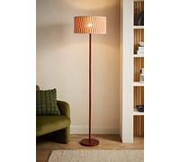 ValueLights | Heather Dark Wood Floor Lamp with Orange Checkerboard Bamboo Shade and Bulb | Floor Lamps & Home Improvements Essential