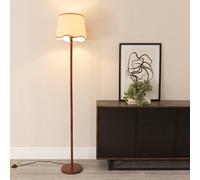 Valuelights Heather Dark Wood Single Stem Floor Lamp With Scallop Edge Tapered Lamp Shade In Burnt Orange Burnt Orange