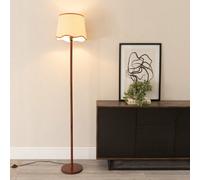 Valuelights Heather Dark Wood Stem Floor Lamp With Scallop Rust Trim Tapered Shade And Led Bulb