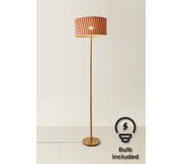 Valuelights Heather Light Wood Floor Lamp And Orange Checker Bamboo Shade And Bulb Orange