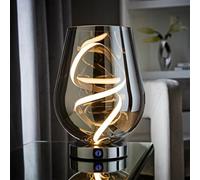 ValueLights Helix Smoked Glass Integrated LED Table Lamp in Mid Grey ValueLights Mid Grey
