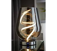 ValueLights Helix Smoked Glass Integrated LED Table Lamp in Mid Grey ValueLights Mid Grey