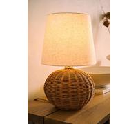 ValueLights Henrietta Natural Wicker Base with Linen Shade Table Lamp & Bulb ValueLights Natural