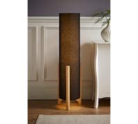ValueLights | Wooden Oak Effect Midi Floor Lamp with Charcoal Grey Cylinder Fabric Lampshade Living Room Light | Floor Lamps, Home Décor & Improvement Essential