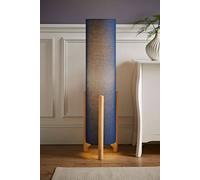 ValueLights Henry Wooden Base Midi Floor Lamp with Tall Fabric Shade in Navy ValueLights Navy