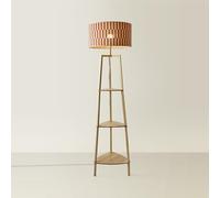 ValueLights | Hiri Shelf Tripod Floor Lamp with Orange Checkerboard Bamboo Shade | Floor Lamps & Home Improvements Essential