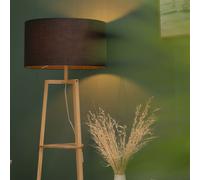 MiniSun | Natural Wooden 3 Tier Floor Lamp with Storage Shelves and Dark Grey Shade | Floor Lamps & Torchieres, Home Décor & Improvement Essential | Includes 6W LED E27 Light Bulb