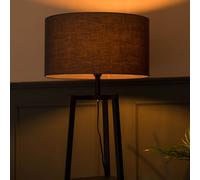 Hiru Matt Black 3 Tier Wooden Shelf Floor Lamp With Large Charcoal Shade ValueLights Black One Size