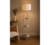 Valuelights Hiru Cream 3 Tiered Shelf Floor Lamp With Cream Boucle Shade And Bulb