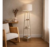 Valuelights Hiru Cream 3 Tiered Shelf Floor Lamp With Cream Boucle Shade