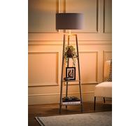 Valuelights Hiru Grey 3 Tier Shelf Floor Lamp With Metallic Copper Inner Shade And Bulb