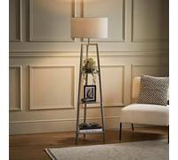 MiniSun | Grey Wooden 3 Tier Floor Lamp with Storage Shelves and Grey Shade | Floor Lamps & Torchieres, Home Décor, Improvement & Lifestyle Essential