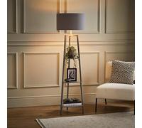Valuelights Hiru Grey 3 Tier Wooden Shelf Floor Lamp With Grey And Copper Shade Copper One Size