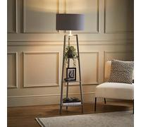MiniSun | Grey Wooden 3 Tier Floor Lamp with Storage Shelves and Grey/Chrome Shade | Floor Lamps & Torchieres, Home Décor, Improvement & Lifestyle Essential