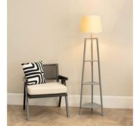 ValueLights | Grey Wooden 3 Tier Shelf Floor Lamp with White Trim Scallop Shade Living Room Lounge Light | Floor Lamps, Home Décor & Improvement Essential | Included LED Bulb