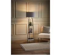 MiniSun | Grey Wooden 3 Tier Floor Lamp with Storage Shelves and Grey/Chrome Shade | Floor Lamps & Torchieres, Home Décor, Improvement & Lifestyle Essential