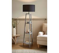 MiniSun | Grey Wooden 3 Tier Floor Lamp with Storage Shelves and Black Shade | Floor Lamps & Torchieres, Home Décor & Improvement Essential