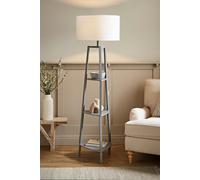 3-Tier Shelf Tripod Floor Lamp with Large Shade White
