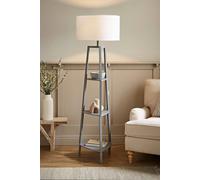 MiniSun | Grey Wooden 3 Tier Floor Lamp with Storage Shelves and White Shade | Floor Lamps & Torchieres, Home Décor, Improvement & Lifestyle Essential