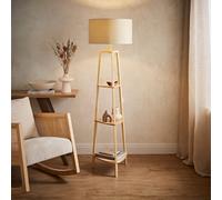 Valuelights Hiru Natural 3 Tier Shelf Floor Lamp With Cream Shade
