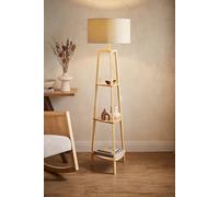 MiniSun | Natural Wooden 3 Tier Floor Lamp with Storage Shelves and Beige Shade | Floor Lamps & Torchieres, Home Décor, Improvement & Lifestyle Essential