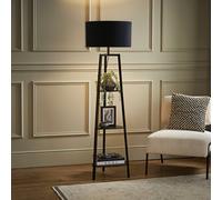 ValueLights Hiru Wooden 3 Tier Shelf Tripod Floor Lamp - Black