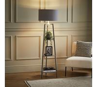 ValueLights Hiru Wooden 3 Tier Shelf Tripod Floor Lamp - Grey