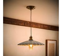 Valuelights Holborn Blue Scallop Pendant Ceiling Light And Bulb