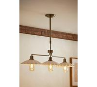 ValueLights Holborn Brushed Gold Cream Scalloped Shade 3 Drop Diner Ceiling Light ValueLights Cream