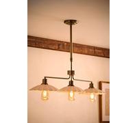 ValueLights Holborn Brushed Gold Scallop Shade 3 Way Diner Ceiling Light & Bulbs in Cream ValueLights Cream