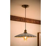 ValueLights Holborn Brushed Gold with Scallop Shade Ceiling Pendant Light & Bulb in Mid Grey ValueLights Mid Grey