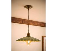 ValueLights Holborn Brushed Gold with Scallop Shade Ceiling Pendant Light & Bulb in Green ValueLights Green