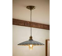 ValueLights Holborn Brushed Gold with Scallop Shade Ceiling Pendant Light in Mid Grey ValueLights Mid Grey