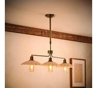 ValueLights Holborn Brushed Gold Scallop Shade 3 Way Diner Ceiling Light & Bulbs in Cream ValueLights Cream