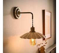 ValueLights Holborn Brushed Gold Wall Light with Adjustable Scallop Shade & Bulb ValueLights Gold