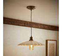 ValueLights Holborn Brushed Gold with Scallop Shade Ceiling Pendant Light in Cream ValueLights Cream