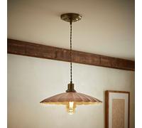 ValueLights Holborn Metal LED Dusky Pink Scallop Pendant Ceiling Light - Brass