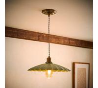 Valuelights Holborn Moss Green Scallop Pendant Ceiling Light And Bulb