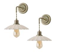 Valuelights Holborn Pair Of Cream Scallop Adjustable Wall Lights And Bulbs
