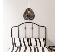 ValueLights | Large Easy Fit Rattan Lampshade Black Paper Rope Ceiling Pendant Light Shade | Lamp Shades, Home Décor & Improvement Essential | Includes Bulb
