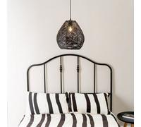 Valuelights Hopper Large Easy Fit Rattan Lampshade Black Paper Rope Ceiling Shade (D)35Cm