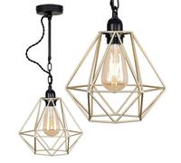 MiniSun | Industrial Steampunk Style Satin Black Wall/Ceiling Light Fitting with a Gold Metal Cage Shade | Wall Lamps & Sconces, Home Décor & Improvement Essential